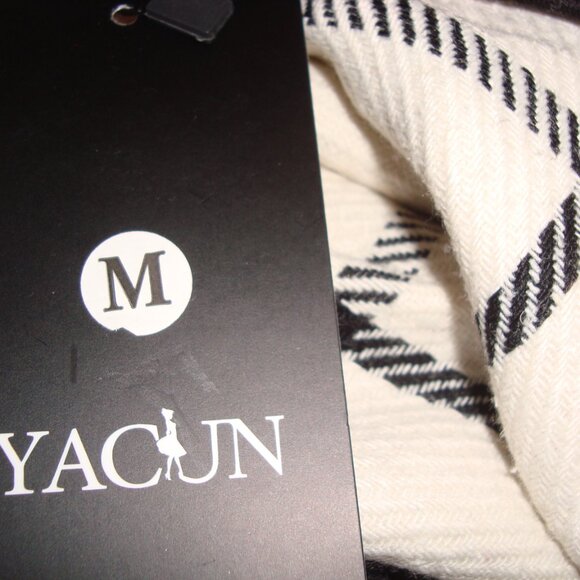 NWT Yacun Vest Open Front Buffalo Check Sleeveless Cardigan Black White sz M - Picture 7 of 8